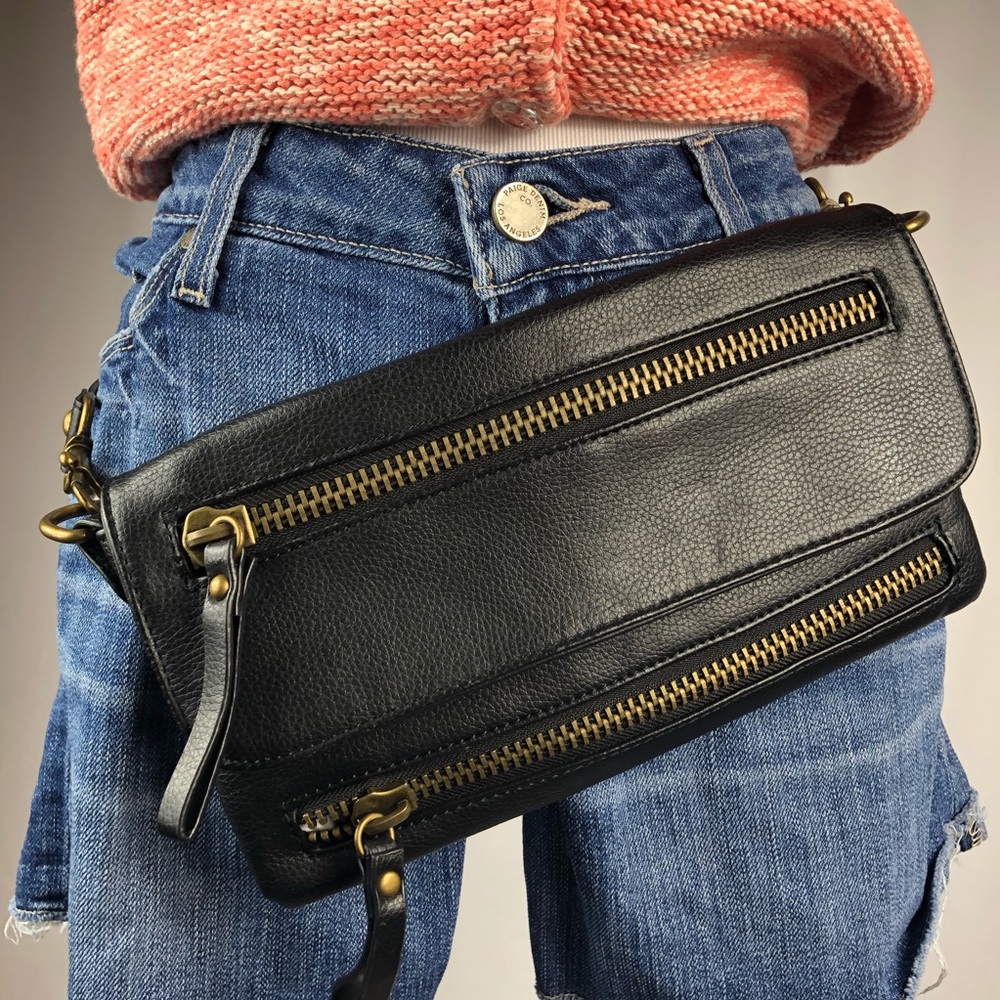 Faux leather belt/shoulder/clutch bag